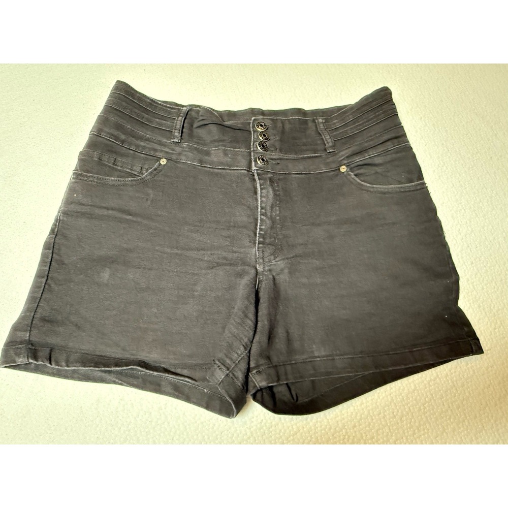 Silver Crush Black Denim Shorts Womens Size 15/16 High Rise Stretch